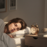 Egy ébresztőóra mellett pihenő ember, akit érint a rendszertelen alvás káros hatása.